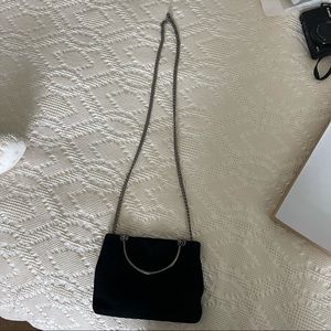 Black Suede Gunmetal Chain Bag